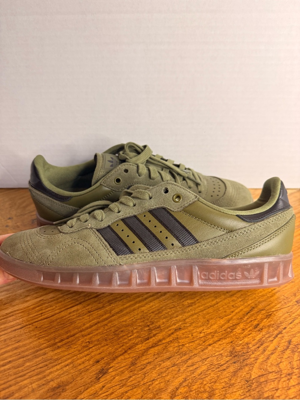 Adidas Originals Handball SpezialxTorsion Olive Green Gum Sole Sneakers Men 8.5 - Picture 3 of 8